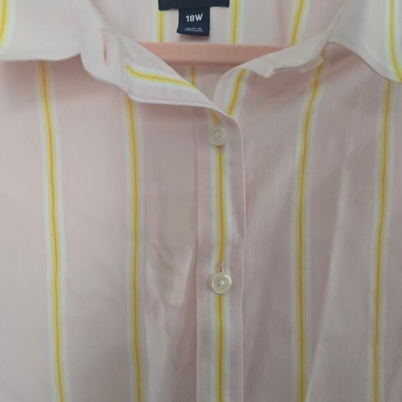 Lands' End Pink Pinestripe Button Down Blouse Plus Size No Iron Cotton 18W - Picture 4 of 11